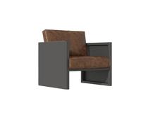 KIBONCY Modern Sofa Brown Faux Leather with Dark Gray Metal Frame, Industrial with,Heavy-Duty Upholstered(A)