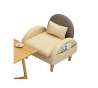 KIBONCY Modern Two-Tone Accent Chair, Faux Leather Upholstery Compact Single Sofa, & Natural Wood Leg for Small Spaces(C)