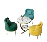 KIBONCY Modern Velvet Living Room Table and Chair Set, Luxury 3/4 Piece Conversation, PU Leather Single Sofa Chairs with Marble(J)