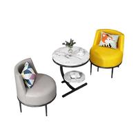 KIBONCY Modern Velvet Living Room Table and Chair Set, Luxury 3/4 Piece Conversation, PU Leather Single Sofa Chairs with Marble(A)