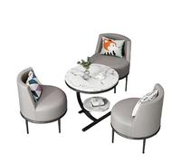 KIBONCY Modern Velvet Living Room Table and Chair Set, Luxury 3/4 Piece Conversation, PU Leather Single Sofa Chairs with Marble(C)