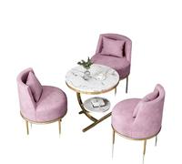 KIBONCY Modern Velvet Living Room Table and Chair Set, Luxury 3/4 Piece Conversation, PU Leather Single Sofa Chairs with Marble(H)