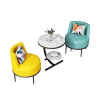 KIBONCY Modern Velvet Living Room Table and Chair Set, Luxury 3/4 Piece Conversation, PU Leather Single Sofa Chairs with Marble(B)