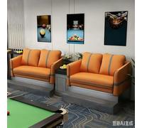 KIBONCY Modern Vertical Tuft Billiard Spectator Sofa Pack, PU Leather Pool Hall Watching Chair with Stainless Steel Footrest & Integrated Storage Side Table(I)