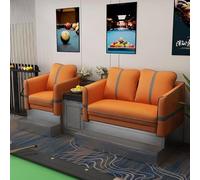 KIBONCY Modern Vertical Tuft Billiard Spectator Sofa Pack, PU Leather Pool Hall Watching Chair with Stainless Steel Footrest & Integrated Storage Side Table(E)