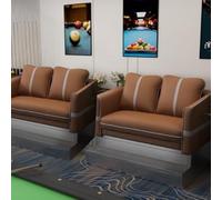 KIBONCY Modern Vertical Tuft Billiard Spectator Sofa Pack, PU Leather Pool Hall Watching Chair with Stainless Steel Footrest & Integrated Storage Side Table(K)