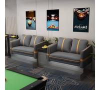 KIBONCY Modern Vertical Tuft Billiard Spectator Sofa Pack, PU Leather Pool Hall Watching Chair with Stainless Steel Footrest & Integrated Storage Side Table(J)