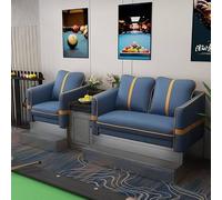 KIBONCY Modern Vertical Tuft Billiard Spectator Sofa Pack, PU Leather Pool Hall Watching Chair with Stainless Steel Footrest & Integrated Storage Side Table(H)