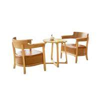 KIBONCY Modern Wooden Armchair & Coffee Table Set, Ergonomic Upholstered Water-Resistant Cushions for Living Room Reading(6)