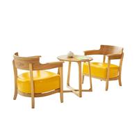 KIBONCY Modern Wooden Armchair & Coffee Table Set, Ergonomic Upholstered Water-Resistant Cushions for Living Room Reading(4)