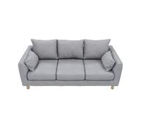 KIBONCY Moderno divano a due posti in tessuto di lino a 2, comodo piccolo con cuscini, robuste gambe in legno for appartamento, studio, camera da letto(B,200cm)