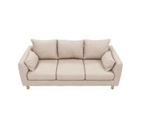 KIBONCY Moderno divano a due posti in tessuto di lino a 2, comodo piccolo con cuscini, robuste gambe in legno for appartamento, studio, camera da letto(A,143cm)