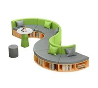KIBONCY Modular Curved Sofa with Solid Wood Frame, Space Saving Curved Sofa Bookcase Combination Furniture, for Bedroom Living Room Office(G)