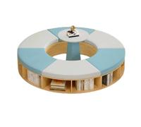 KIBONCY Modular Curved Sofa with Solid Wood Frame, Space Saving Curved Sofa Bookcase Combination Furniture, for Bedroom Living Room Office(L)