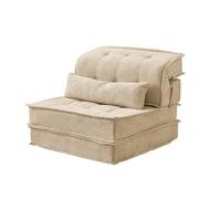 KIBONCY Modular Floor Sofa, Chenille Tufted Armless Chair for Living Room Stackable Cushion, Convertible Sleeper for Small Spaces(F)