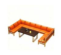 KIBONCY Modular Gold Sofa Set, Orange Upholstery, Frame Lounge, High-Density Foam Cushions, L-Shaped,for Bars, KTVs, and Lounges(G)