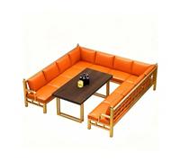 KIBONCY Modular Gold Sofa Set, Orange Upholstery, Frame Lounge, High-Density Foam Cushions, L-Shaped,for Bars, KTVs, and Lounges(H)