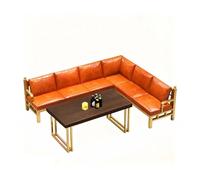 KIBONCY Modular Gold Sofa Set, Orange Upholstery, Frame Lounge, High-Density Foam Cushions, L-Shaped,for Bars, KTVs, and Lounges(E)