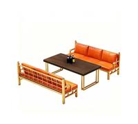 KIBONCY Modular Gold Sofa Set, Orange Upholstery, Frame Lounge, High-Density Foam Cushions, L-Shaped,for Bars, KTVs, and Lounges(D)