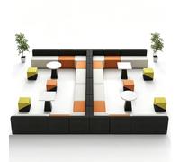 KIBONCY Modular Reception Sectional Sofa, Color Block Interlocking Waiting Blocks, Splicing Fabric Lounge Couch with Cube Stools for Office Lobby(H)
