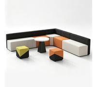 KIBONCY Modular Reception Sectional Sofa, Color Block Interlocking Waiting Blocks, Splicing Fabric Lounge Couch with Cube Stools for Office Lobby(D)