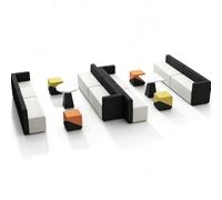 KIBONCY Modular Reception Sectional Sofa, Color Block Interlocking Waiting Blocks, Splicing Fabric Lounge Couch with Cube Stools for Office Lobby(E)