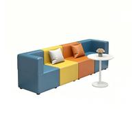 KIBONCY Modular Sectional Sofa Set, Modern Waiting Room, Colorful PU Leather Lounge Couch for Office Reception & Classroom(2.4x0.6m)