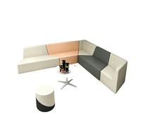 KIBONCY Modular Sofa Set, Freely Combined Office Waiting, Waterproof PU Leather Couch with Triangle Side Table & Round Ottoman for Lobby, Cafe, School