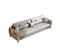 KIBONCY Multi-Functional Sofa with Side Storage Pocket, Minimalist Accent Stain-Resistant Leatherette Upholstery,for Living Room/Office Lounge(A,150cm)