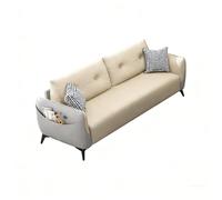 KIBONCY Multi-Functional Sofa with Side Storage Pocket, Minimalist Accent Stain-Resistant Leatherette Upholstery,for Living Room/Office Lounge(D,210cm)