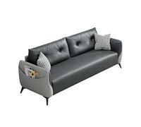 KIBONCY Multi-Functional Sofa with Side Storage Pocket, Minimalist Accent Stain-Resistant Leatherette Upholstery,for Living Room/Office Lounge(B,150cm)