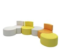 KIBONCY Multi-Piece Round Modular Lounge Couch, Petal Circular Sofa, Soft Upholstered Curved Seat for Company Rest Space(H)