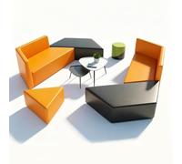 KIBONCY Multi-Shaped Modular Sectional Sofa, Soft PU Leather Seats for Kids Playroom & Public Area(D)