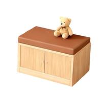KIBONCY Multi-Size Cushioned Wood Shoe Bench Cabinet, Hidden Compartment Changing Stool Organizer for Apartment Hall Playroom Living Room Storage(B,1.5m)