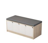 KIBONCY Multicolor PU Cushioned Shoe Storage Bench with Curved Hidden Cabinets, Modular Splicable Wooden Entryway Organizer for Kids Playroom(1.0m)