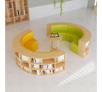 KIBONCY Multifunctional Stool Combination,Sofa and Coffee Table Set with Bookcase,for Library Rest Area Leisure Reading Room Lobby Reception(2)