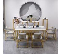 KIBONCY Nuovo set da tavolo e sedie da tè e sedie in pietra di lusso minimalista in stile cinese, ufficio in stile Zen, balcone moderno del soggiorno, tavolo for preparare il tè Kung Fu(200CM SET B)