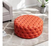 KIBONCY Ottoman Velvet Footrest Vanity Stool, Modern Round Comfortable with Storage for Bedroom/Living Room(B,70x40cm)