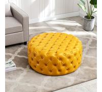 KIBONCY Ottoman Velvet Footrest Vanity Stool, Modern Round Comfortable with Storage for Bedroom/Living Room(A,70x40cm)