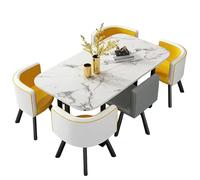KIBONCY Oval Dining Table and 6 Chairs Set,Luxury for Large Spaces Modular & Metal Legs - Ideal for Open-Concept Living(D)