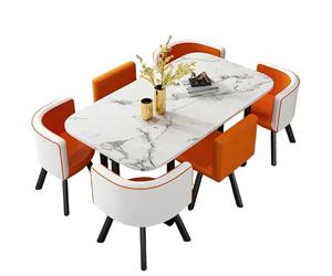 KIBONCY Oval Dining Table and 6 Chairs Set,Luxury for Large Spaces Modular & Metal Legs - Ideal for Open-Concept Living(B)