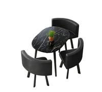 KIBONCY Oval Faux Marble Dining Set, Upholstered Chairs for Small Spaces Stain-Resistant Upholstery, Table for Family Rooms(E)