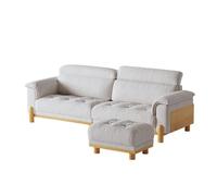 KIBONCY Oversized Accent Chair, Upholstered Armchair with Solid Wood Legs Curved handrail, Single Sofa for Living Room, Bedroom(3.0m+pedal)