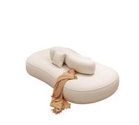 KIBONCY Oversized Curved Chaise Lounge Sofa, Soft Upholstered Lazy Floor Couch with Decor Blanket & Pillows, Modern Accent Furniture for Apartment Bedroom(D,140x100x66cm)