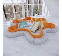 KIBONCY Panca Morbida Modulare For Bambini Anti-collisione, Divano Combinato In Pelle PU Impermeabile Antimacchia, For La Scuola Materna, Aree Giochi Ad Alto Traffico(H)