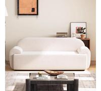 KIBONCY Piccolo divano moderno a due posti, divano a due posti imbottito in tessuto della metà del secolo, divani a due posti, mobili for piccoli spazi, soggiorno, studio(White,100x72x70cm)