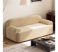 KIBONCY Piccolo divano moderno a due posti, divano a due posti imbottito in tessuto della metà del secolo, divani a due posti, mobili for piccoli spazi, soggiorno, studio(Khaki,200x72x70cm)
