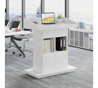 KIBONCY Podio for Aula con Contenitore, scrivania for Insegnanti in Legno for Sala conferenze, Supporto Portatile for corsi di Formazione, Supporto for Reception(C,100 * 50 * 112cm)