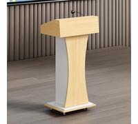 KIBONCY Podio in Legno con Ruote, Leggio ad Altezza Regolabile for Sala Conferenze, Pulpito Parlante Portatile for Aula della Chiesa, Banco della Reception(Yellow)