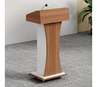 KIBONCY Podio in Legno con Ruote, Leggio ad Altezza Regolabile for Sala Conferenze, Pulpito Parlante Portatile for Aula della Chiesa, Banco della Reception(Brown)